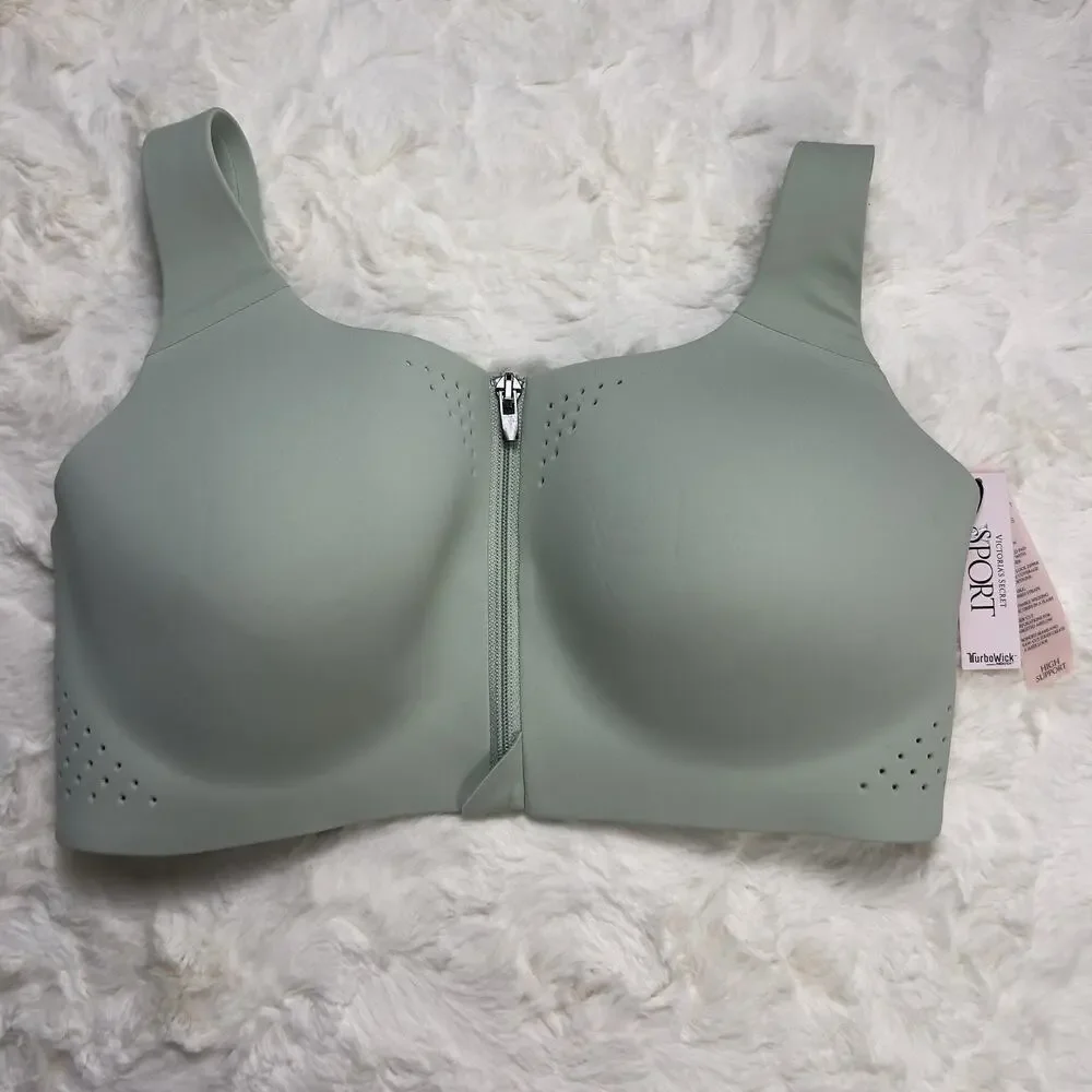 Victoria’s‎ Secret Mint Green Featherweight Max Sports Bra Zip Strappy Back 34D